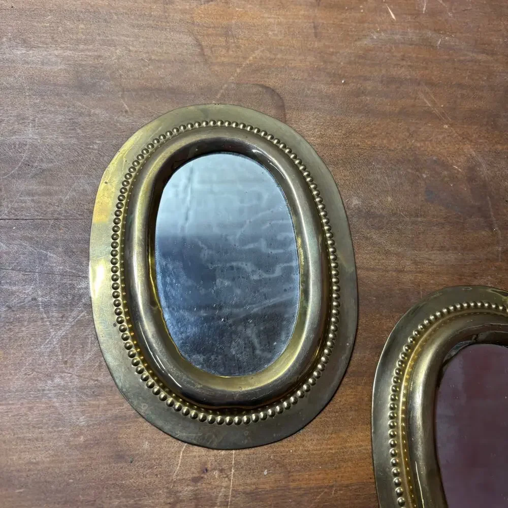 Small Oval Gold Wall Mirrors Set of 2